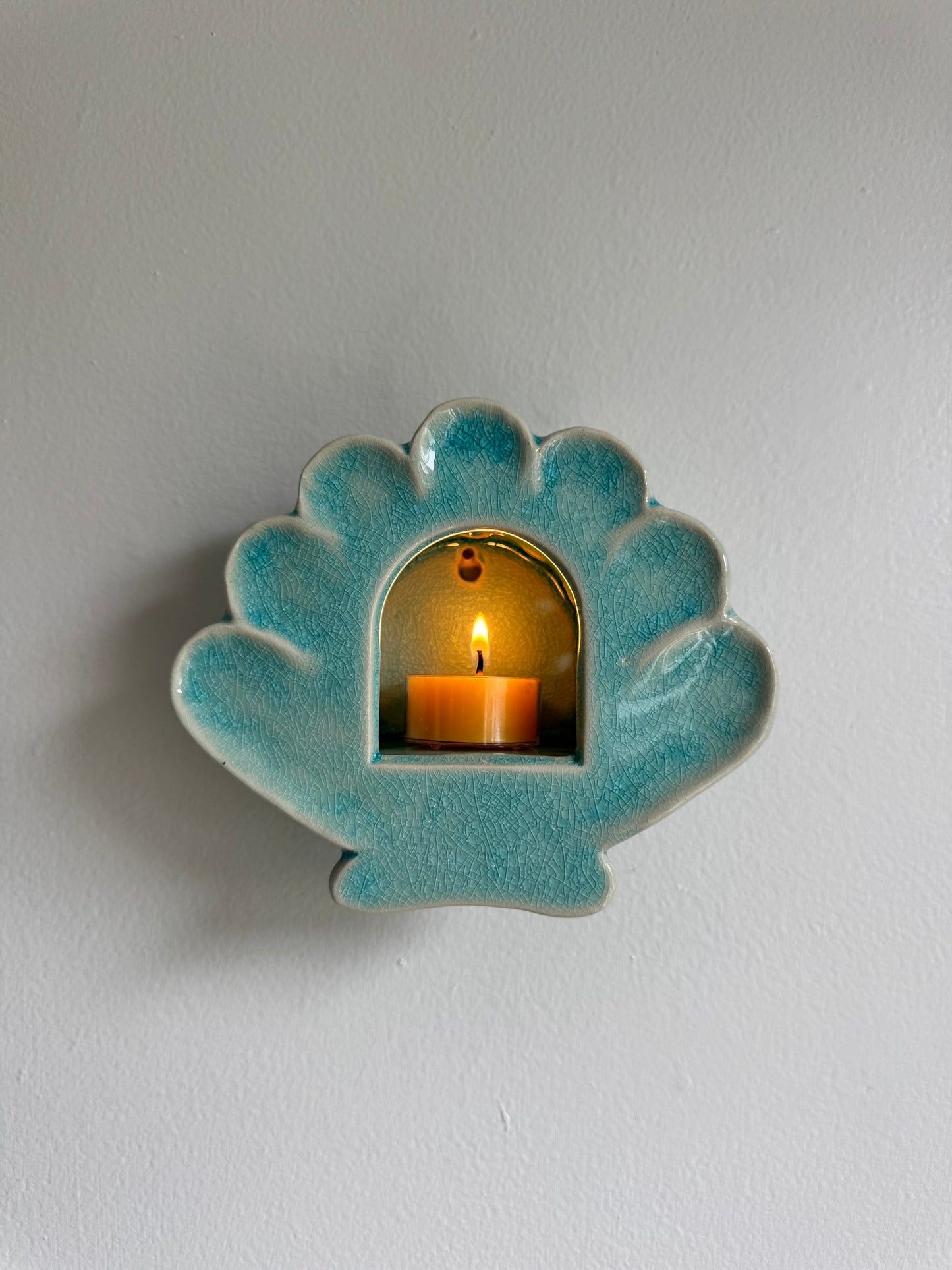 Crackled Turquoise Shell Sconce