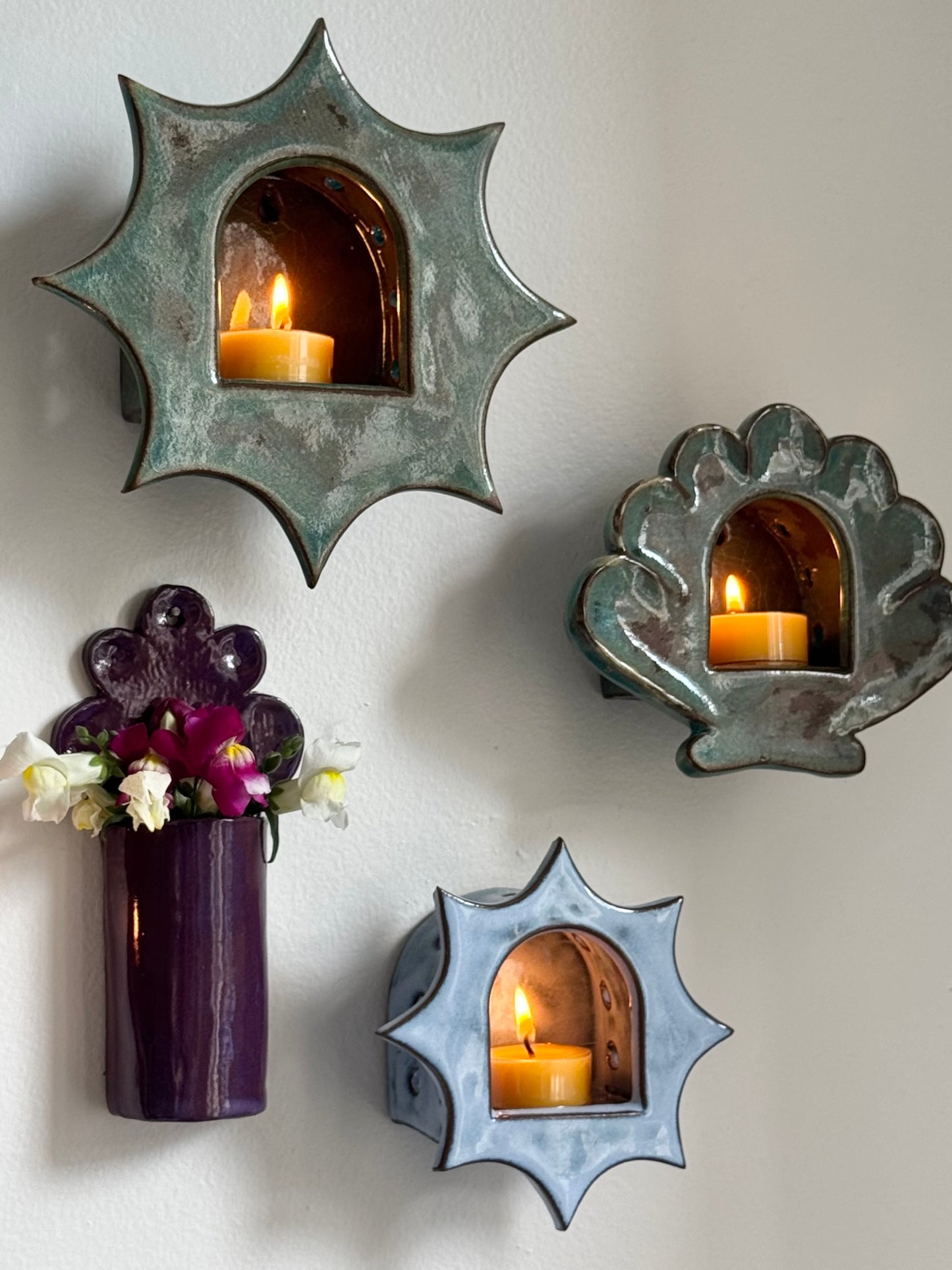 Large Antique Turquoise Star Sconce