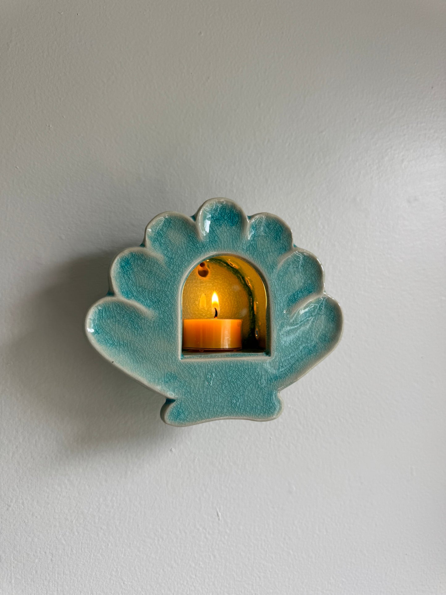 Crackled Turquoise Shell Sconce