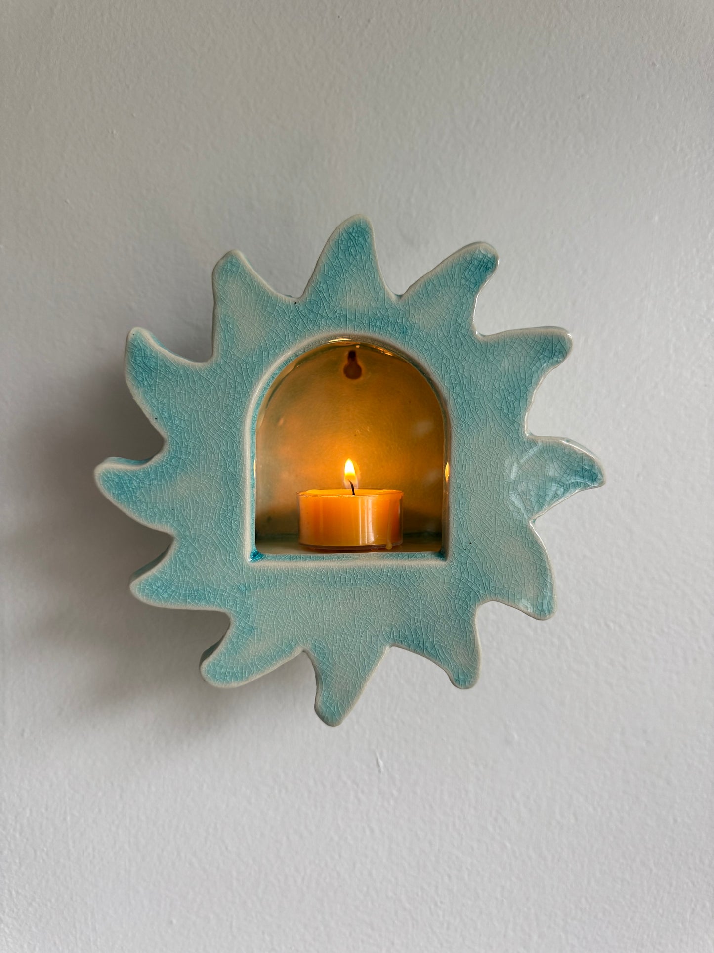 Crackled Turquoise Sun Sconce