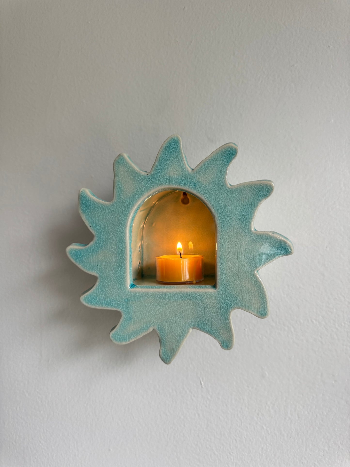 Crackled Turquoise Sun Sconce
