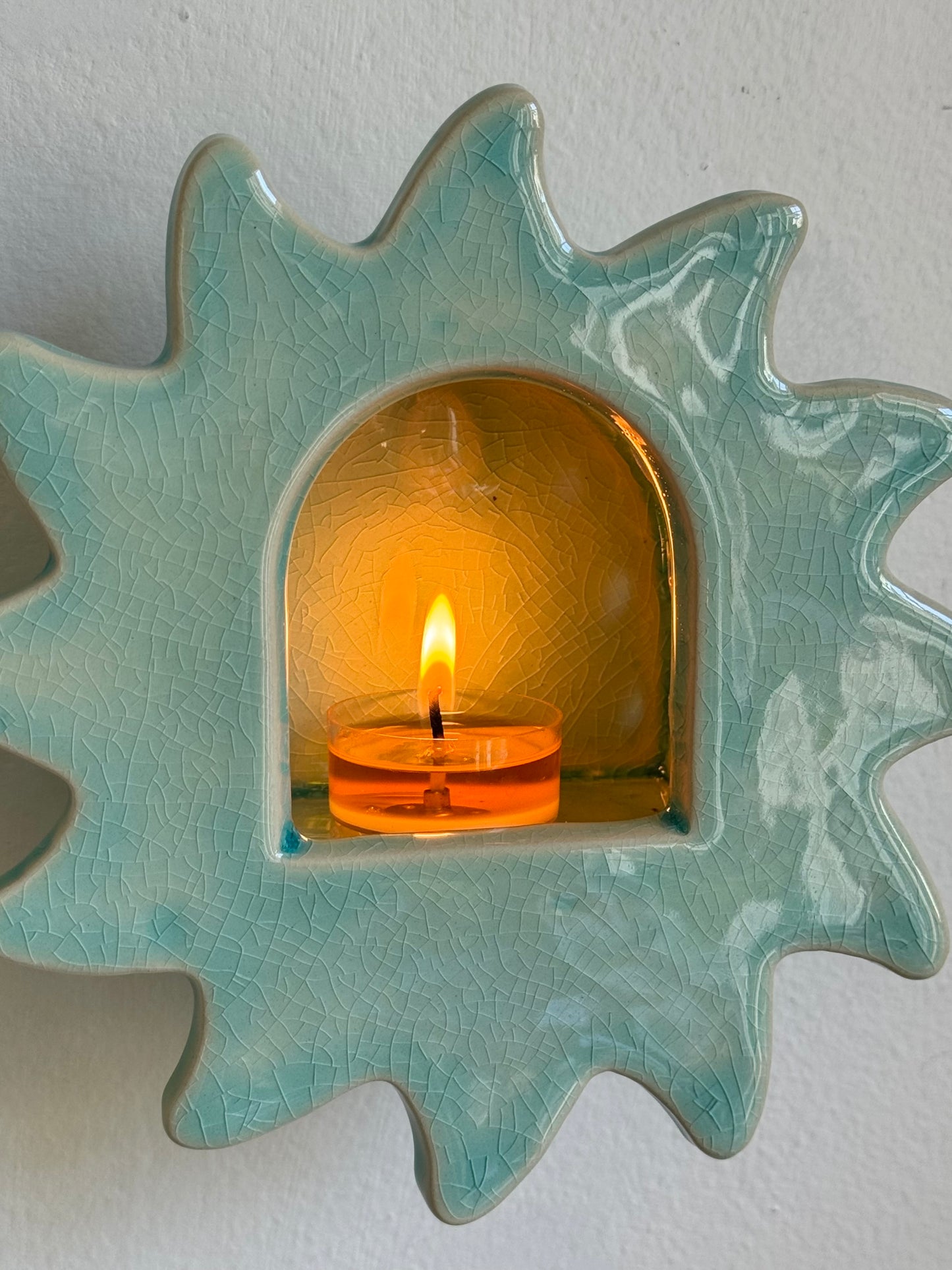 Crackled Turquoise Sun Sconce