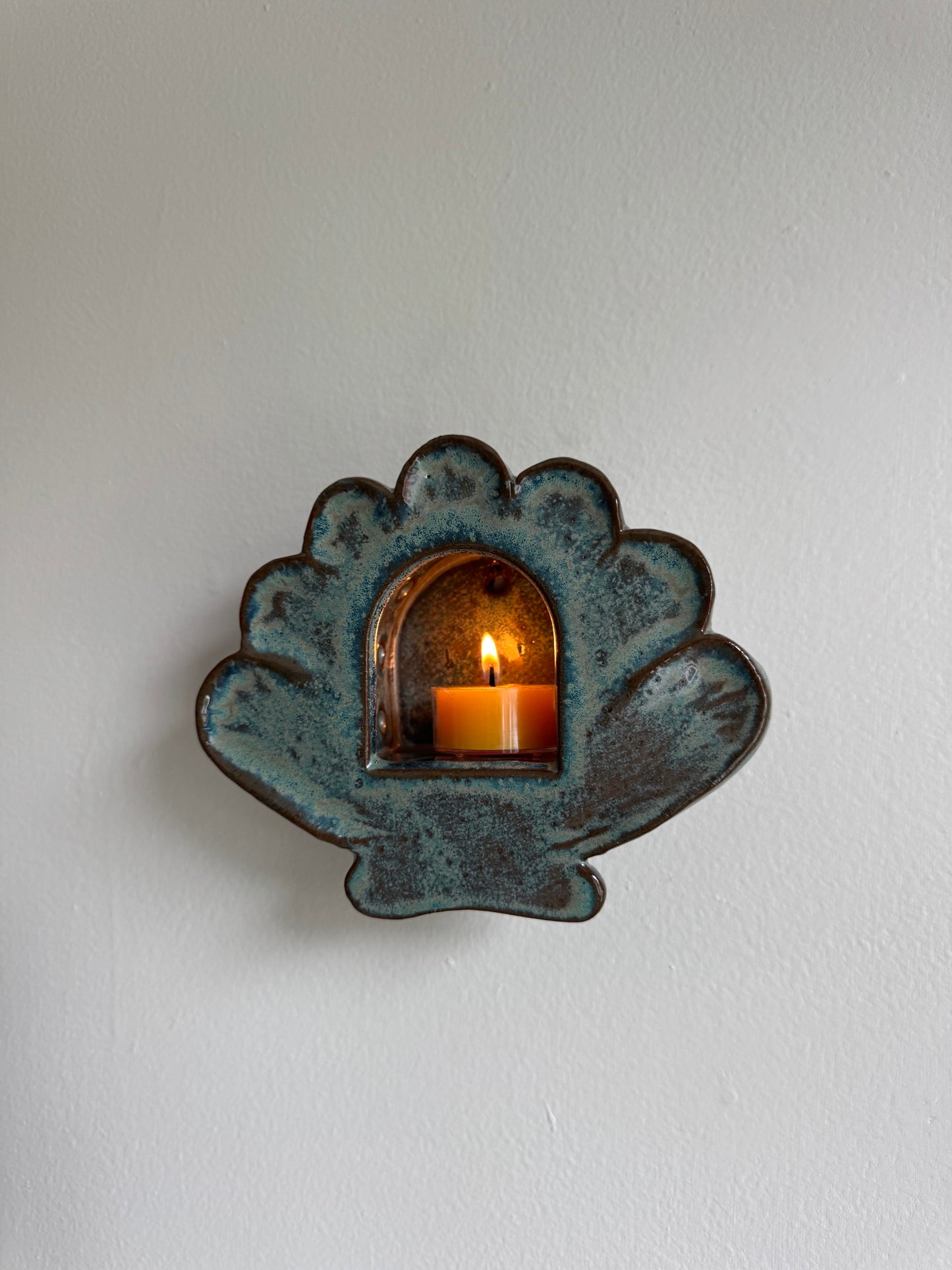 Oxidized Mossy Green Shell Sconce