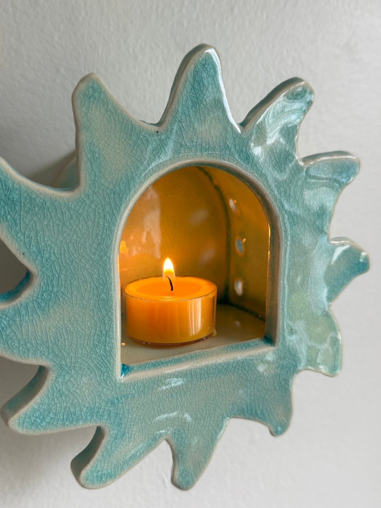 Crackled Turquoise Sun Sconce