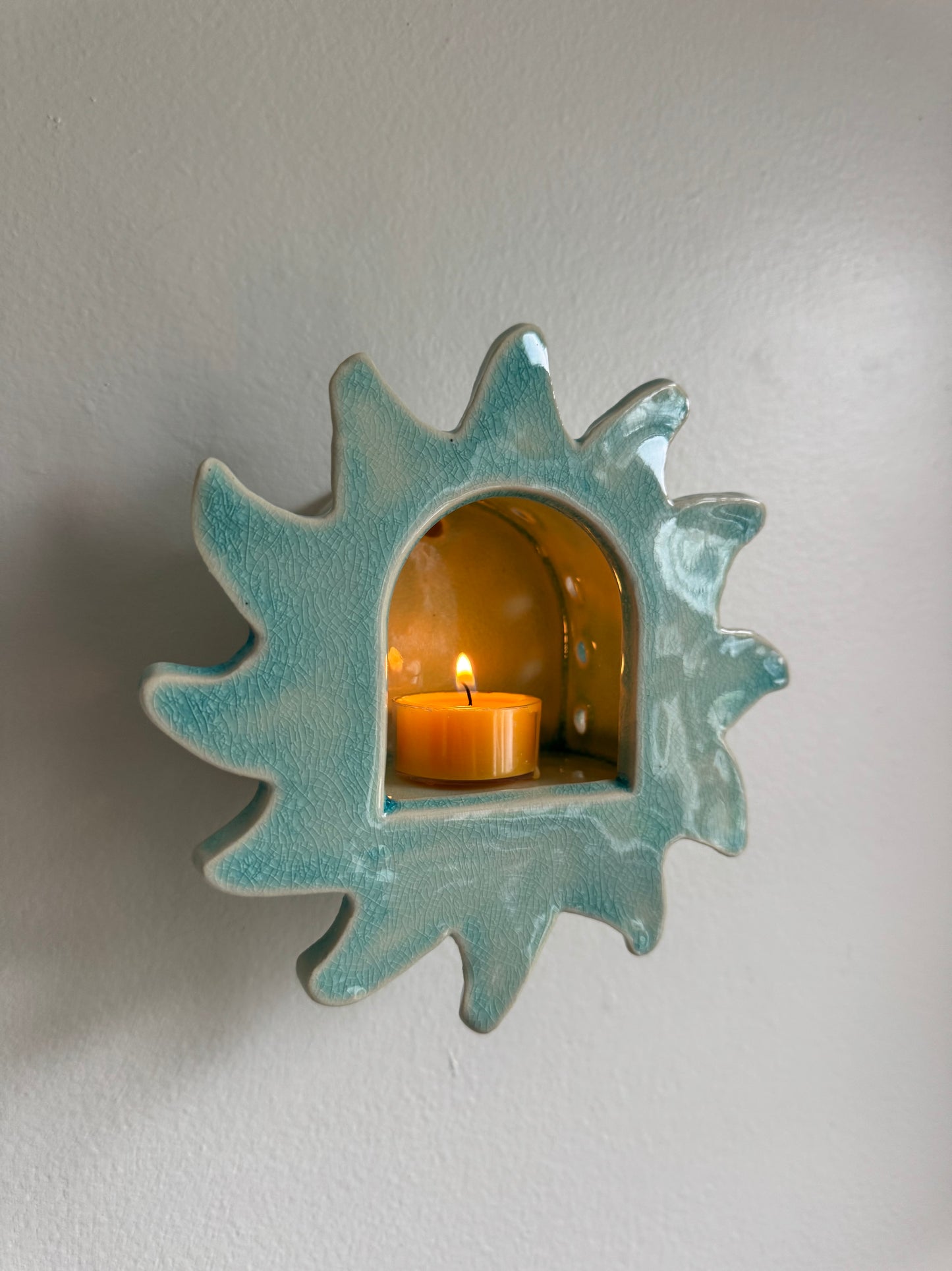 Crackled Turquoise Sun Sconce