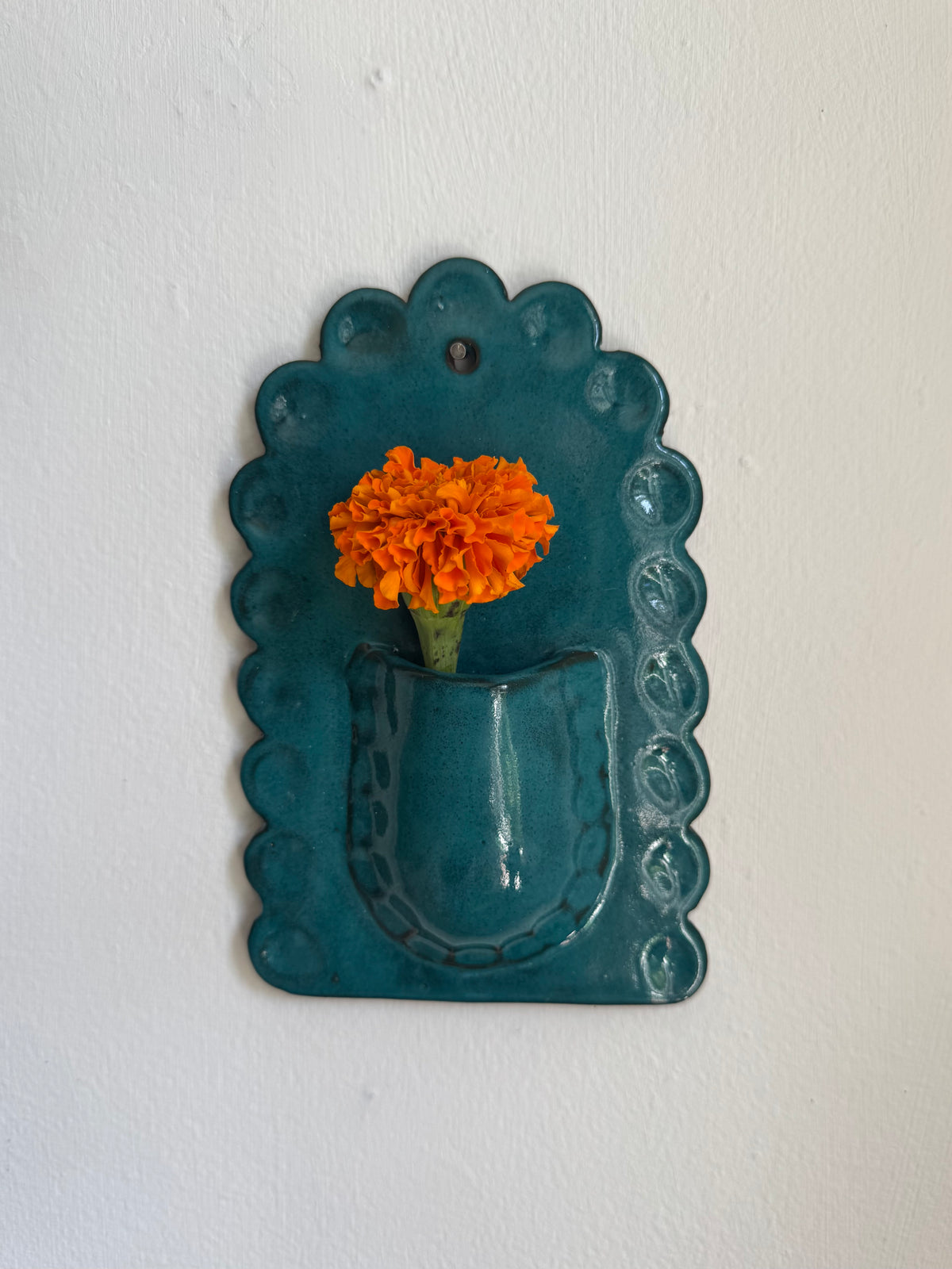 Turquoise Scallop Wall Vase