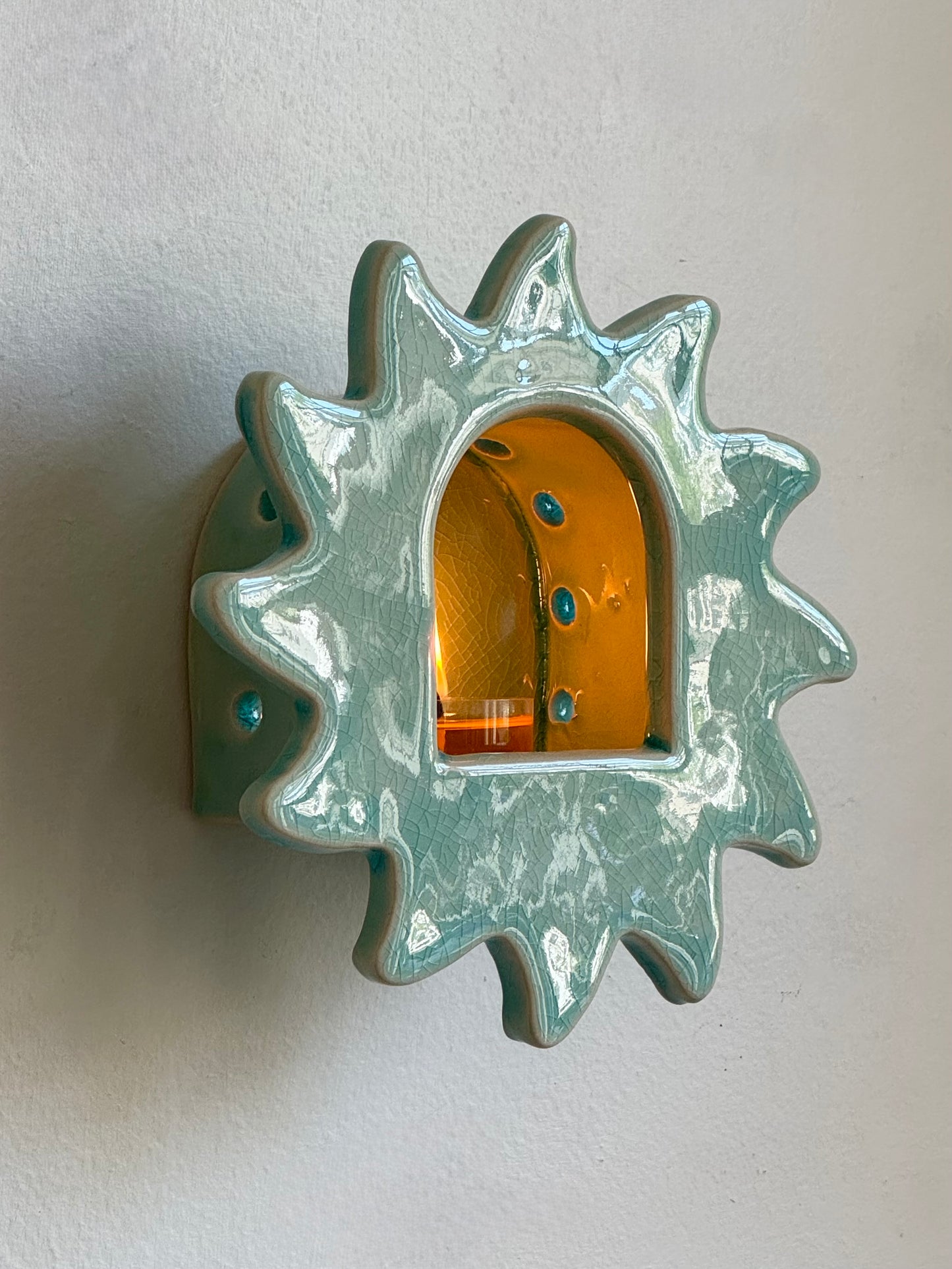 Crackled Turquoise Sun Sconce