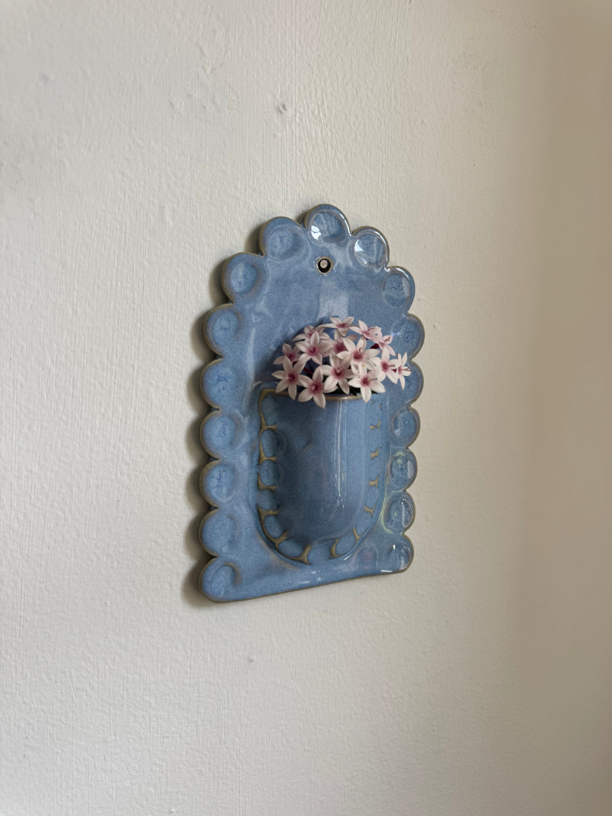 Baby Blue Scallop Wall Vase