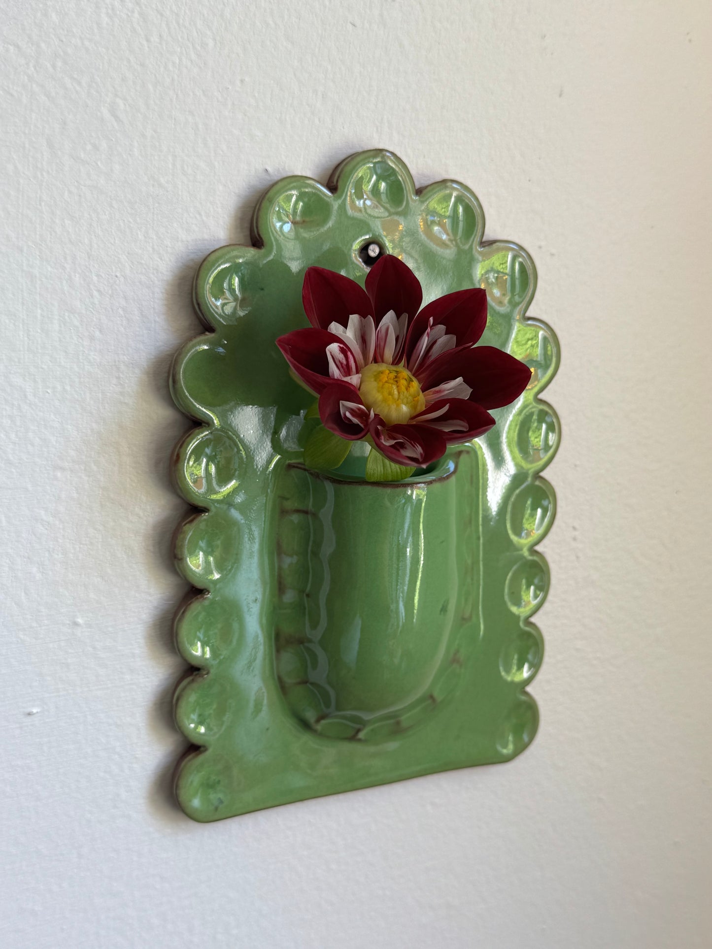 Green Scallop Wall Vase