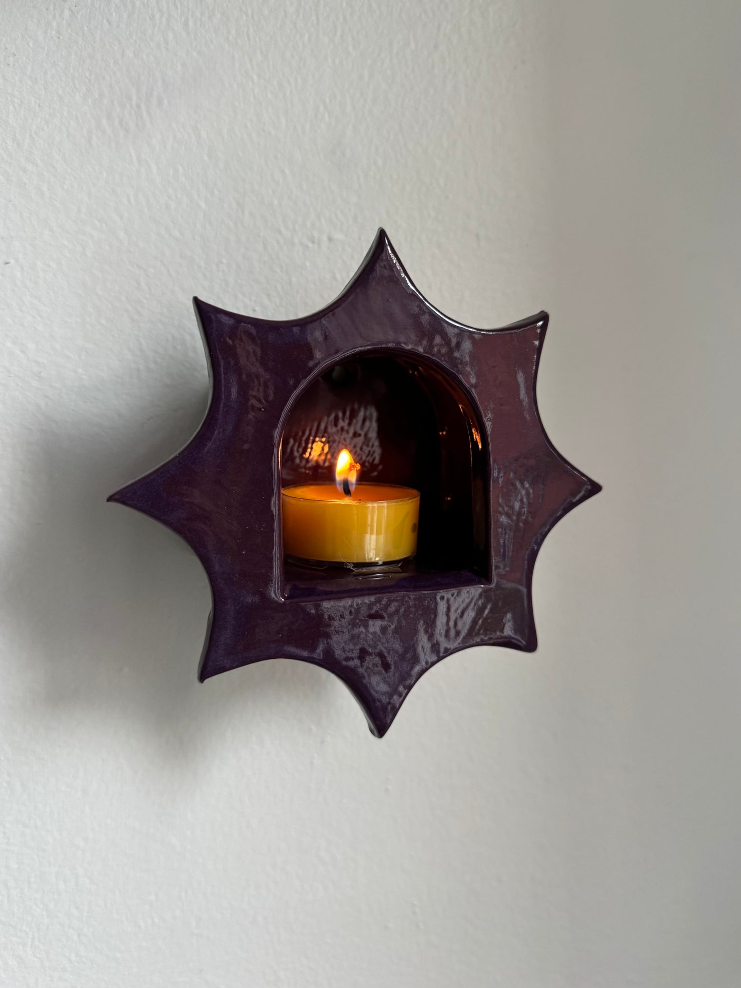 Dark Plum Star Tea Light Votive