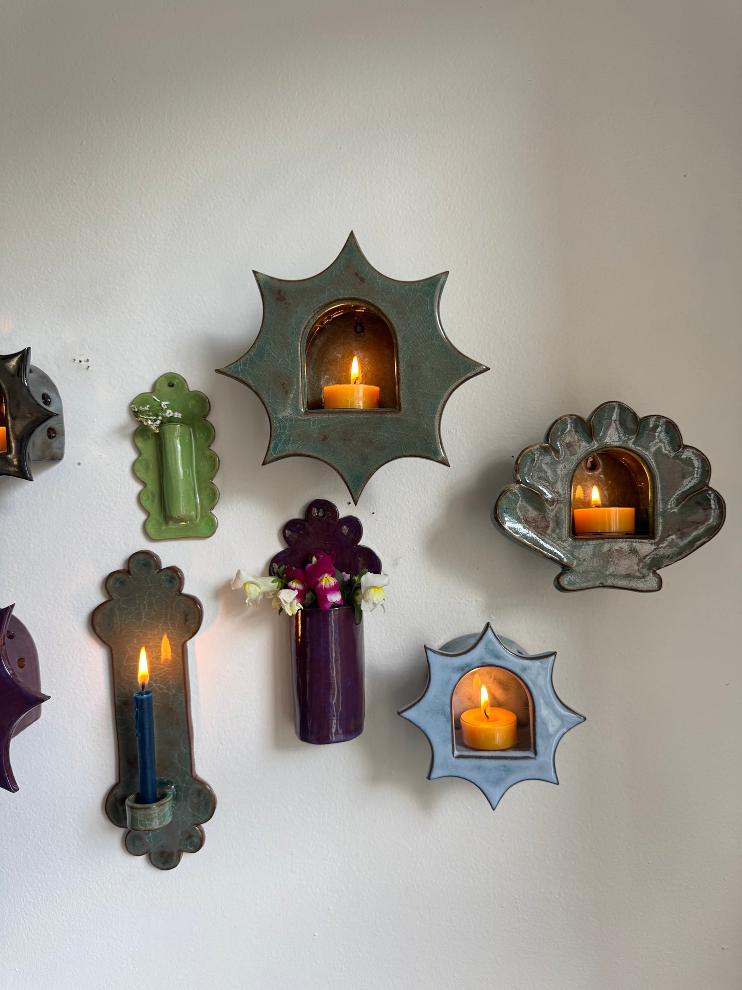 Large Antique Turquoise Star Sconce