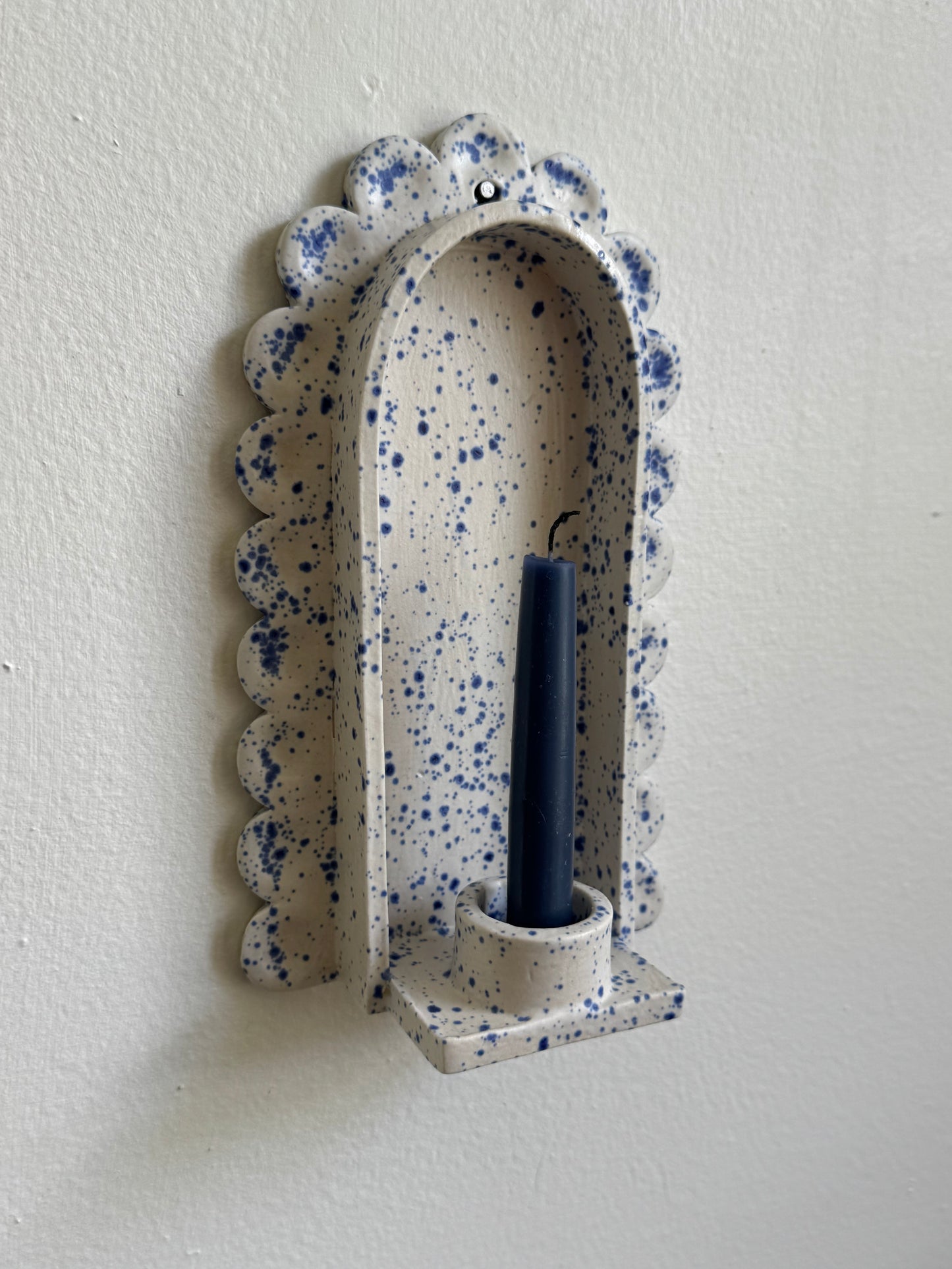 Blue Speckled Scallop Sconce