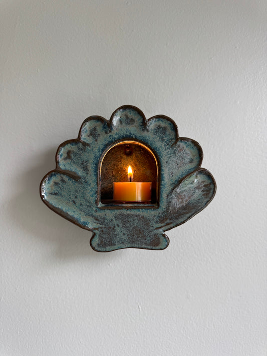 Oxidized Mossy Green Shell Sconce