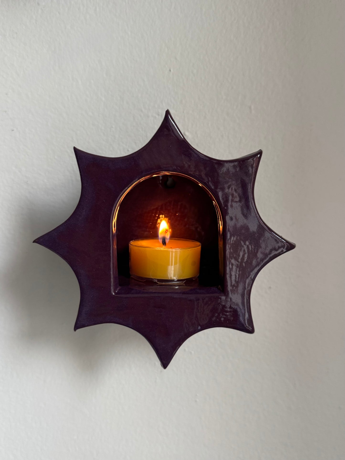 Dark Plum Star Tea Light Votive