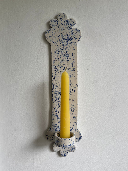 Blue Speckled Rae Tapered Candle Sconce