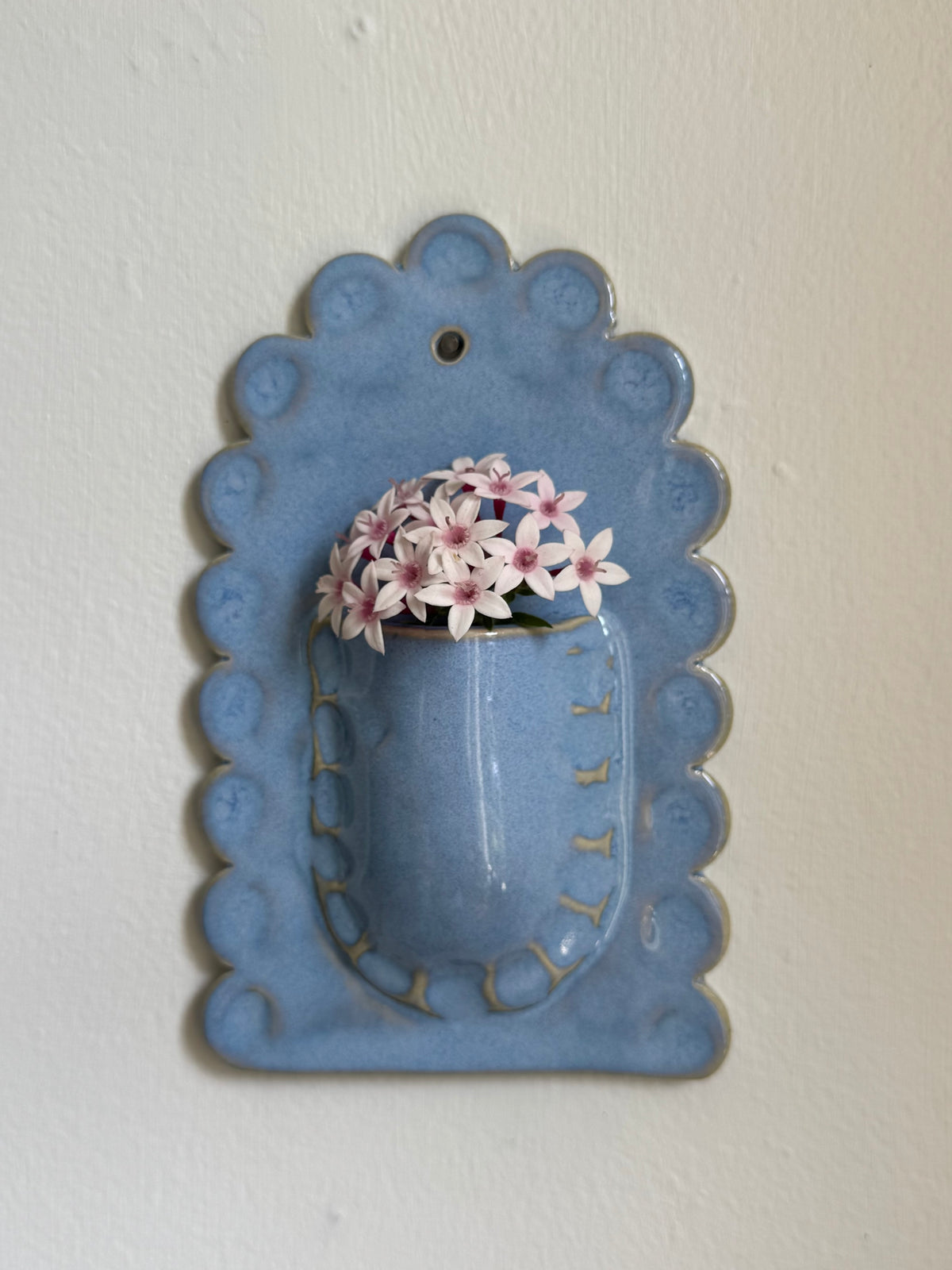 Baby Blue Scallop Wall Vase