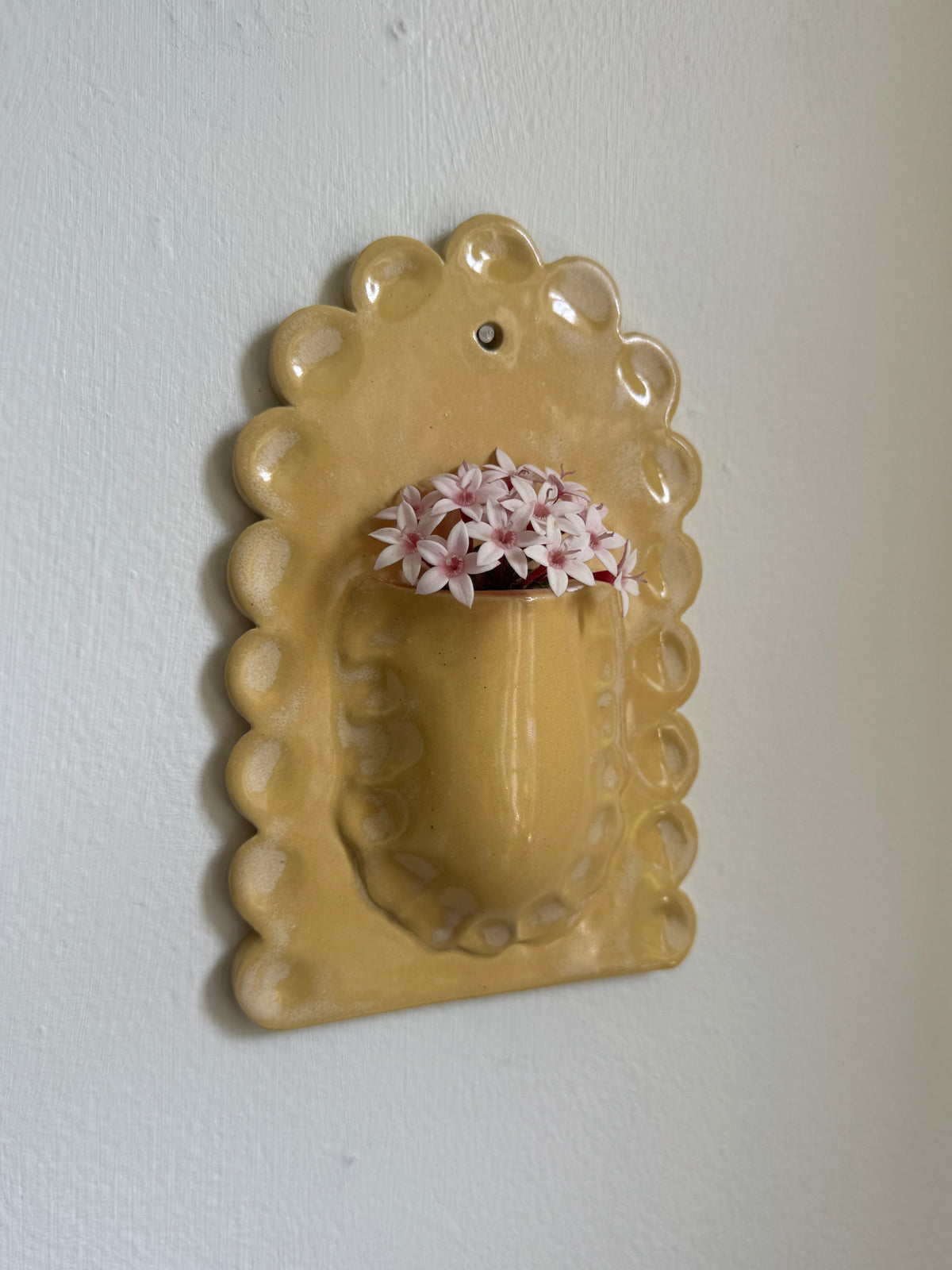 Yellow Scallop Wall Vase