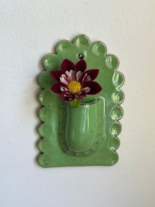 Green Scallop Wall Vase