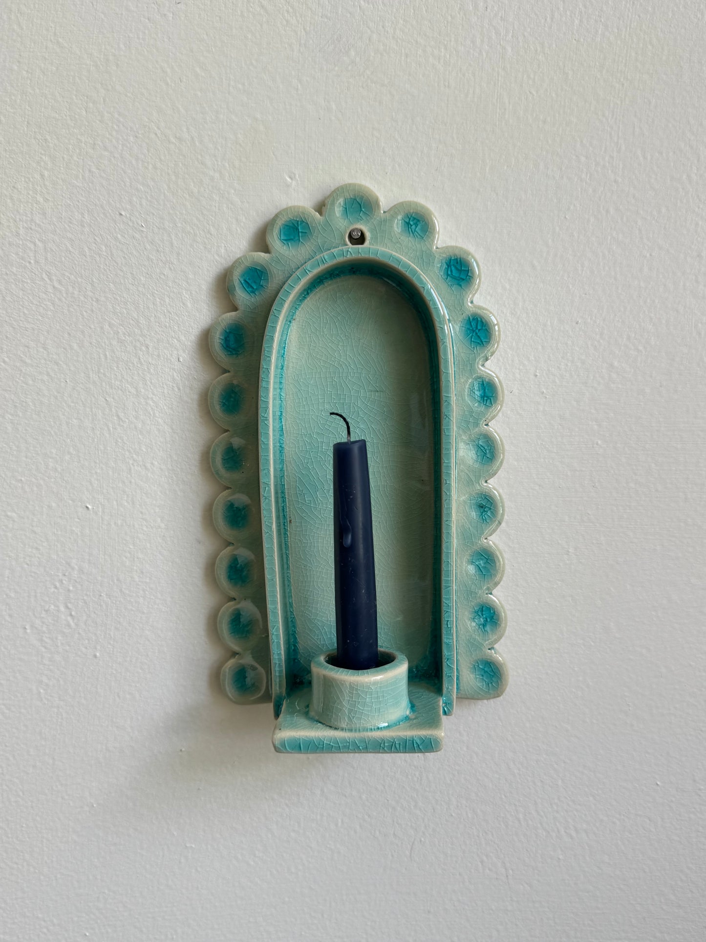 Crackled Turquoise Scallop Sconce