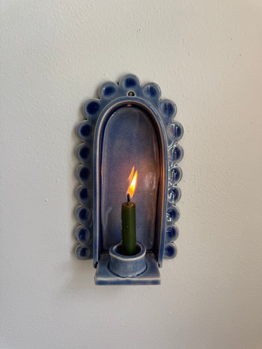Ocean Blue Crackle Scallop Sconce