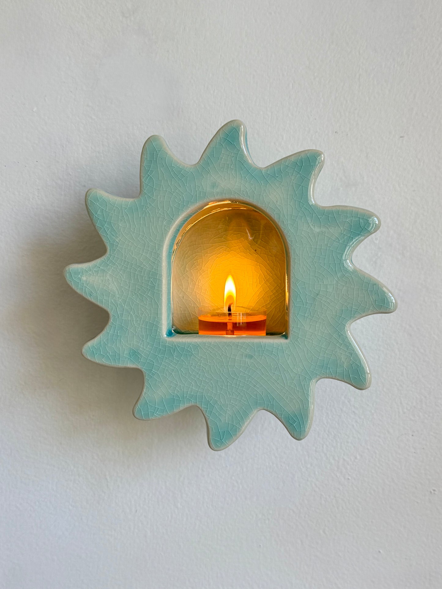 Crackled Turquoise Sun Sconce