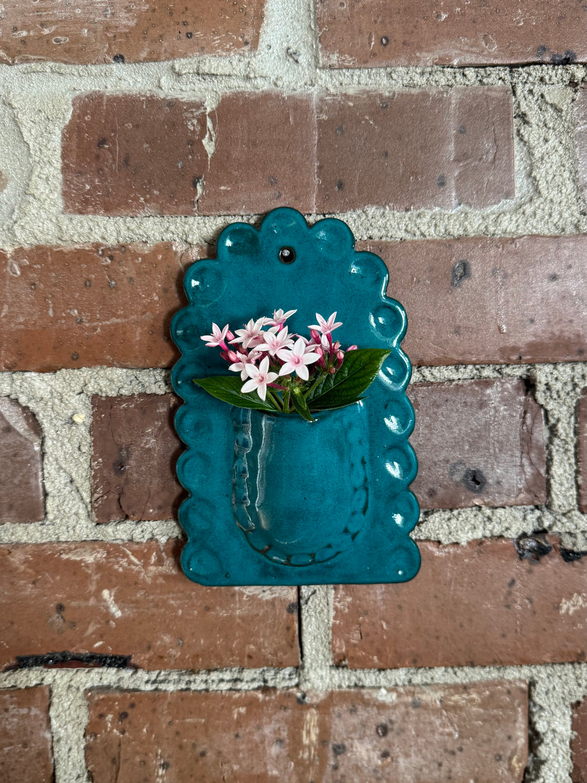 Turquoise Scallop Wall Vase