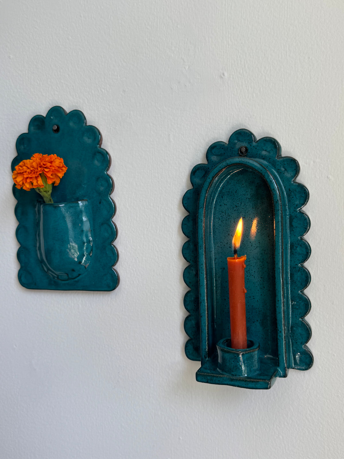 Turquoise Scallop Wall Vase
