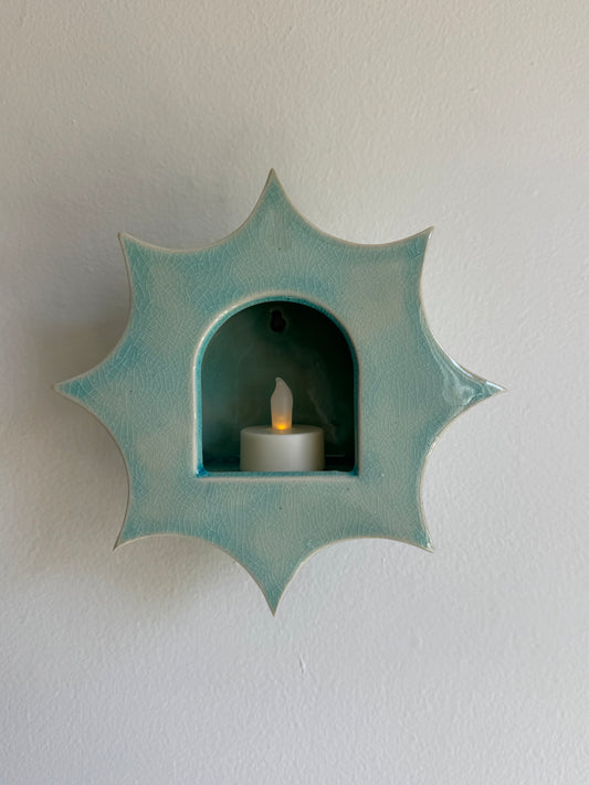 Large Turquoise Crackle Star Sconce