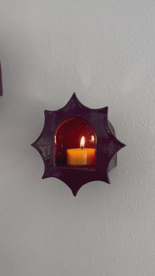 Dark Plum Star Tea Light Votive